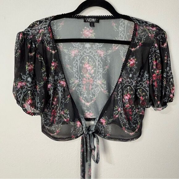 Widow Black Dark Floral Mesh Pant Set XL Whimsigoth Dark Romance Feminine Witchy - Picture 11 of 15